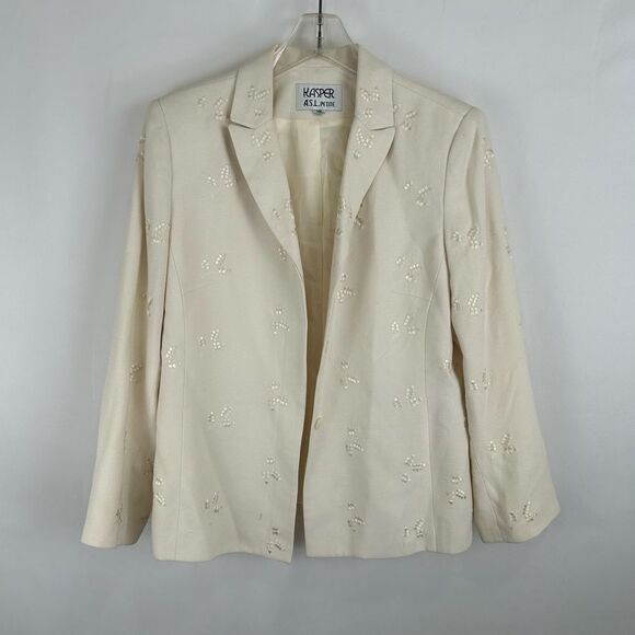 Vintage Kasper White Blazer with Floral Embroidery - Picture 5 of 8